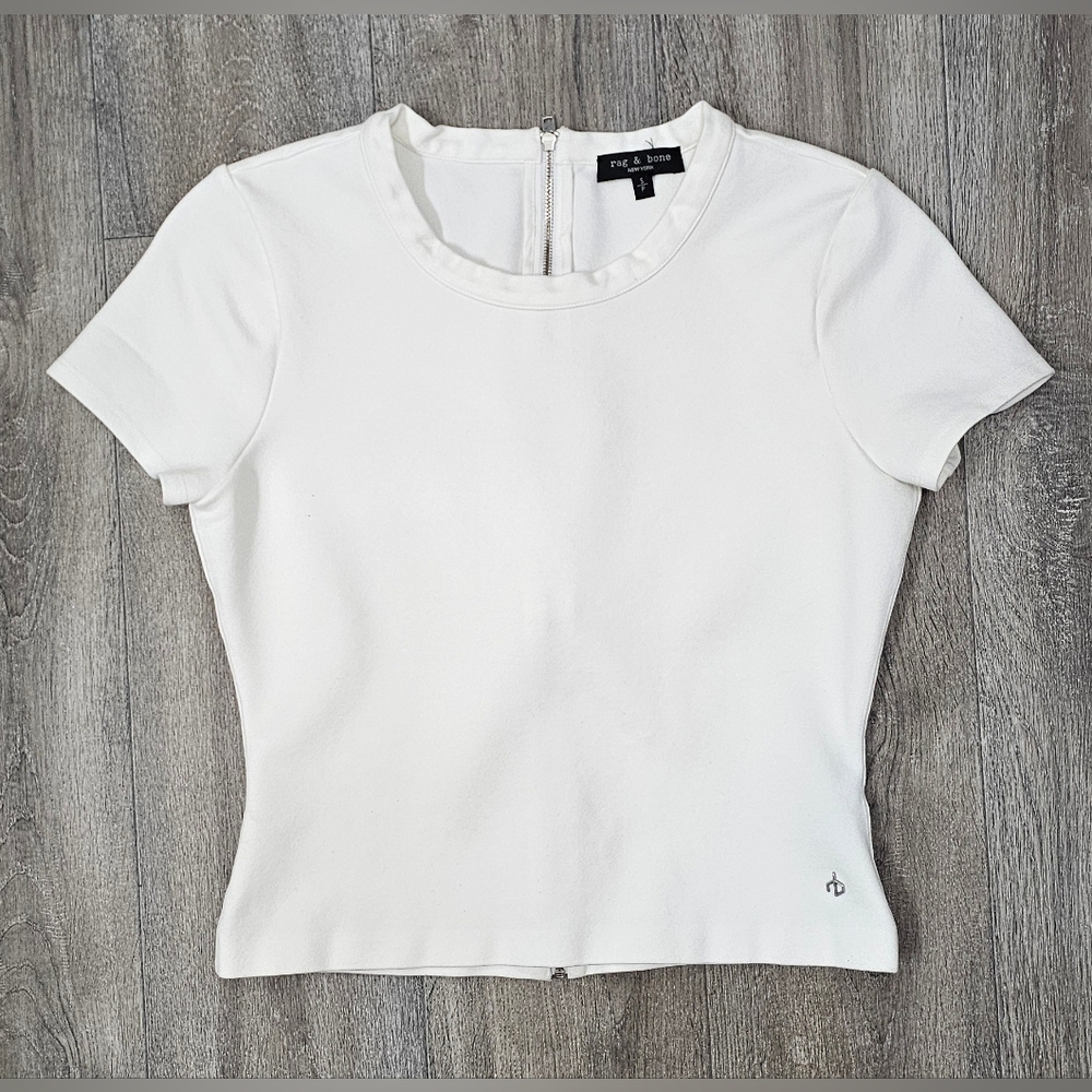 Women's Rag & Bone White Short Sleeve Top-Size Small